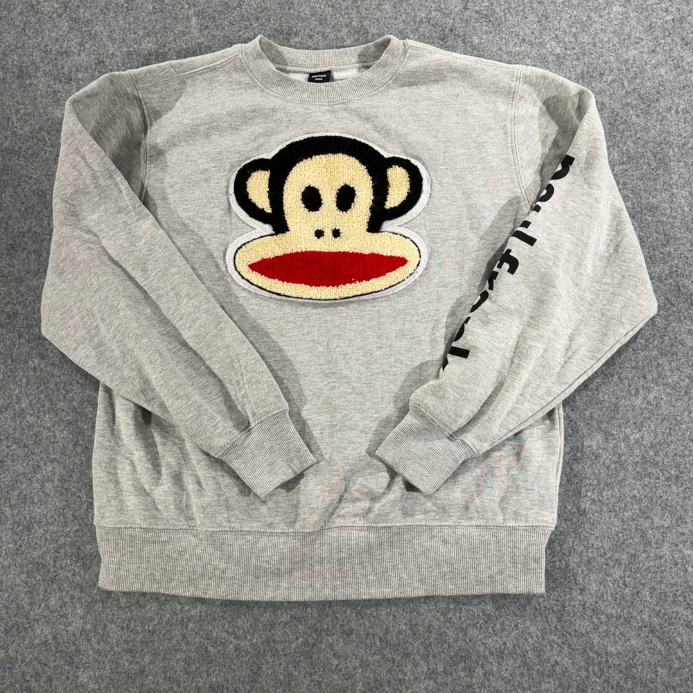 Paul Frank Juniors Gray Julius Monkey Chenille Patch Crewneck Sweatshirt M